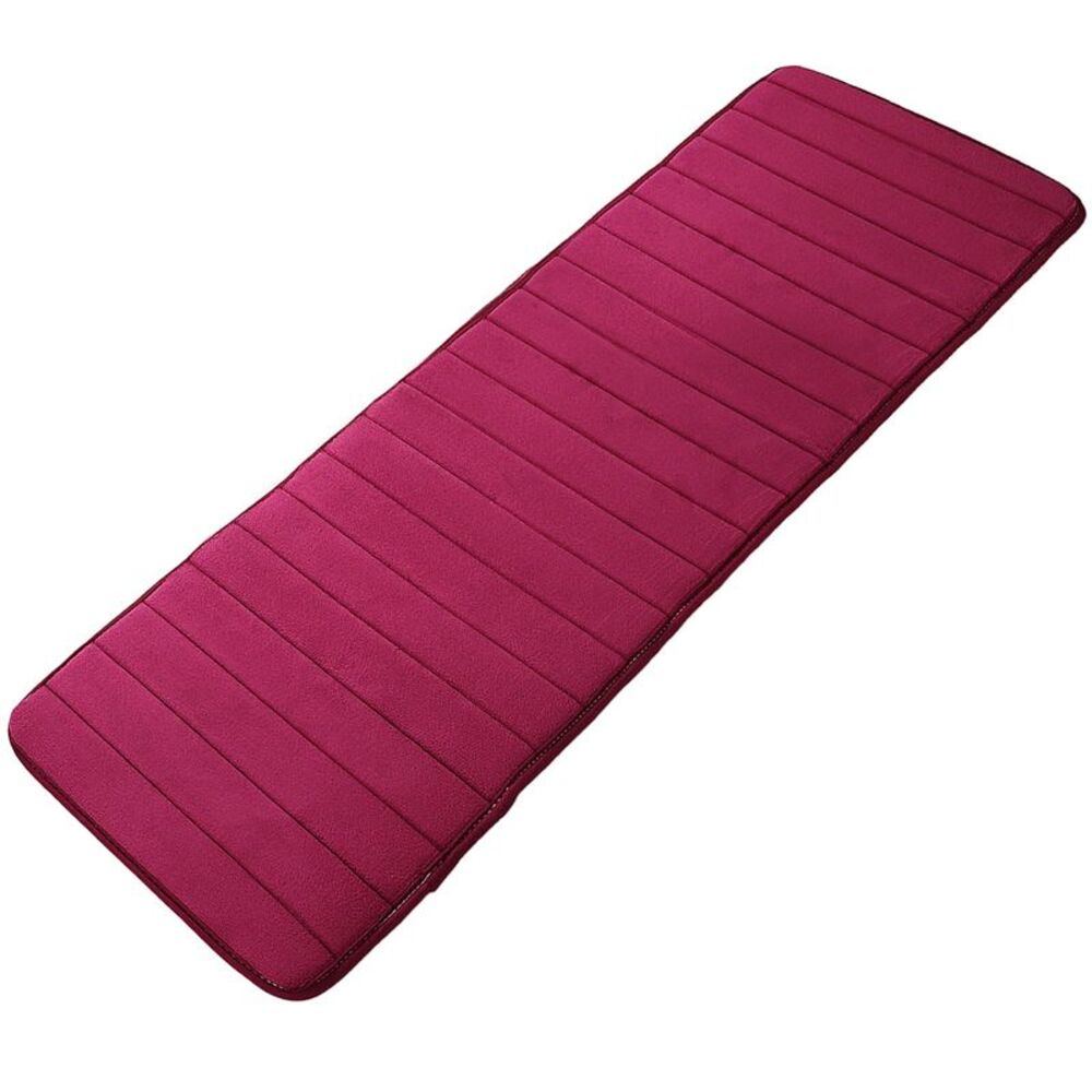 Memory Foam Bath Mat Absorbent Soft Runner Floor Mat 24" x 63" Rose Red